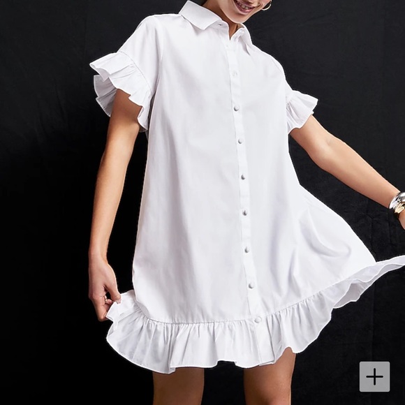 HP! ππ J.Crew Ruffle Hem Shirtdress in Cotton Poplin - Picture 4 of 8
